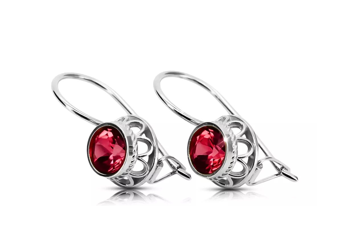 Rubis Argent sterling 925 Des boucles d'oreilles Artisanat vintage vec117s